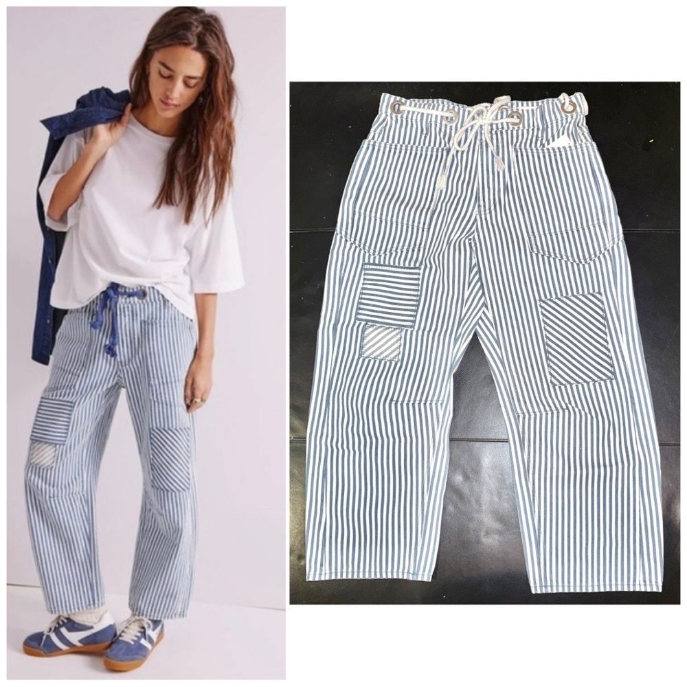 NEW Free People x We The Free Railroad Moxie Low Slung Barrel Jeans